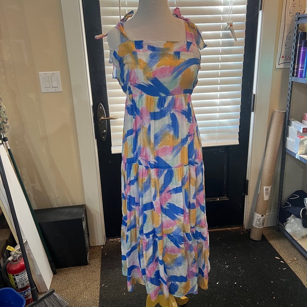 Blu pepper brushstroke midi dress